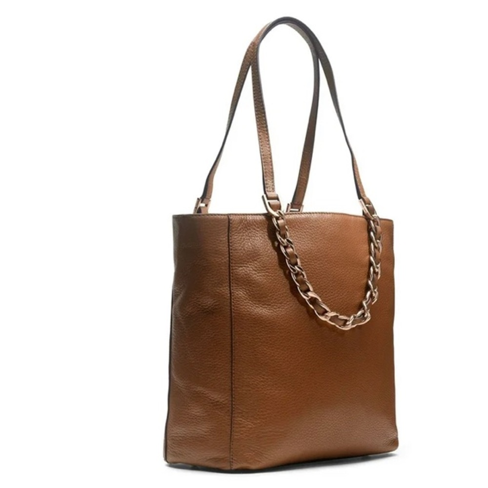 MICHAEL Michael Kors Harper Medium East West Tote in tan w rose gold hardware.